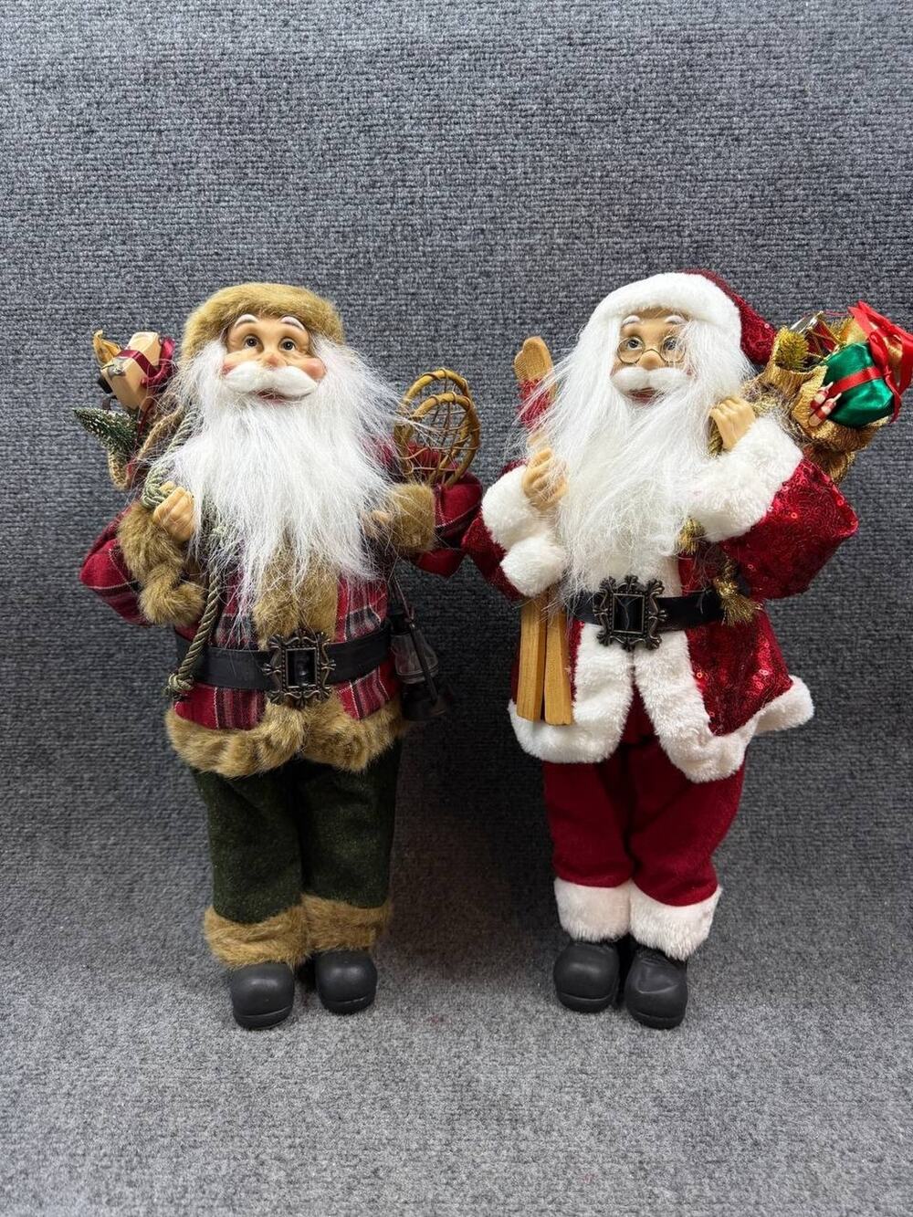 Set of 2 Christmas Santa Claus Standing Figures Decor